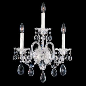 Sterling 3-Light Wall Sconce in Silver with Clear Crystals From Swarovski Crystals