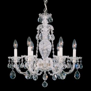 Sterling 6-Light Chandelier in Silver with Clear Heritage Crystals