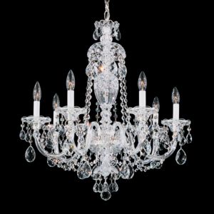 Schonbek Sterling 7 Light Chandelier in Silver with Clear Heritage Crystals