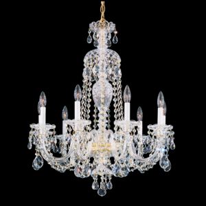 Schonbek Sterling 9 Light Chandelier in Silver with Clear Heritage Crystals