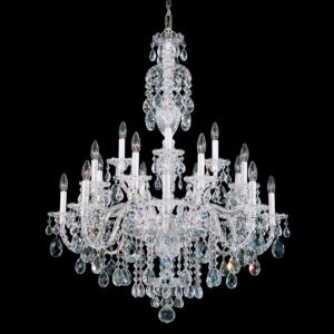 Schonbek Sterling 20 Light Chandelier in Silver with Clear Heritage Crystals
