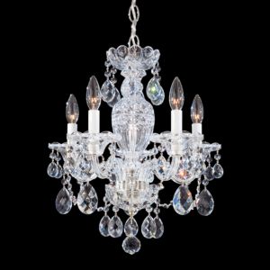 Schonbek Sterling 5 Light Chandelier in Silver with Clear Heritage Crystals