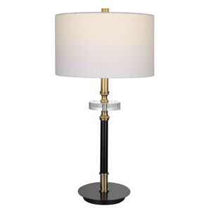 Maud 1-Light Table Lamp in Aged Black With Antique Brass