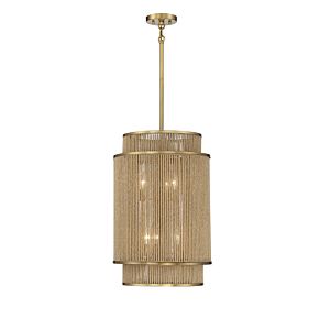 Savoy House Ashburn 6 Light Pendant in Warm Brass and Rope