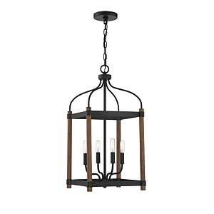 Savoy House Eagen 4 Light Pendant in Darkwood with Black Accents