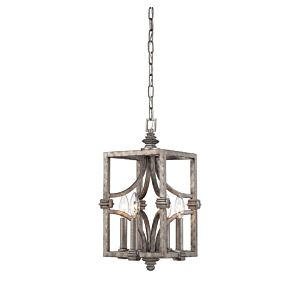 Savoy House Structure 4 Light Pendant in Aged Steel