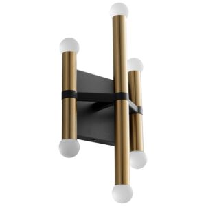 Nero 6-Light LED Wall Sconce in Black W with Aged Brass