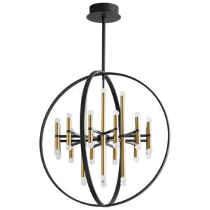 Nero 24-Light LED Chandelier in Black W with Aged Brass