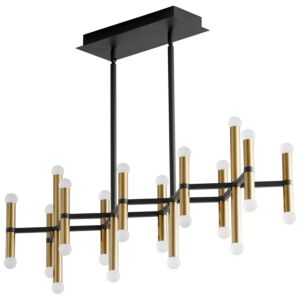 Nero 26-Light LED Linear Ceiling Mount in Black W with Aged Brass