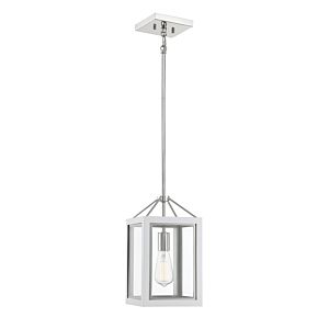 Savoy House Carlton 1 Light Pendant in White with Polished Nickel Accents