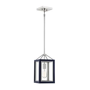 Savoy House Carlton 1 Light Pendant in Navy with Polished Nickel Accents