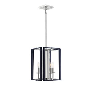 Savoy House Champlin 4 Light Pendant in Navy with Polished Nickel Accents