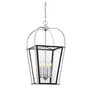 Savoy House Dunbar by Brian Thomas 4 Light Pendant in Matte Black with Polished Chrome Accents