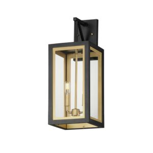 Neoclass 2-Light Outdoor Wall Sconce in Black with Gold