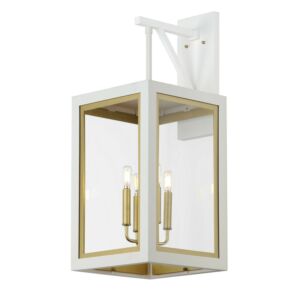 Neoclass 4-Light Outdoor Wall Sconce in White with Gold