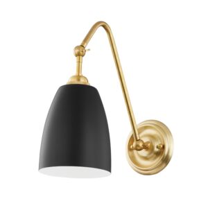 Millwood 1-Light Wall Sconce in Aged Brass with Black