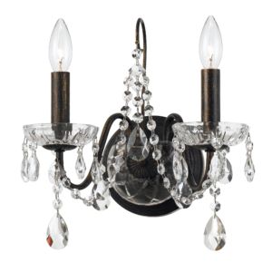 Butler Wall Sconce in English Bronze with Swarovski Strass Crystal Crystals