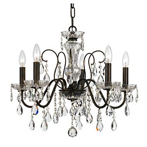 Crystorama Butler 5 Light 19 Inch Chandelier in English Bronze with Hand Cut Crystal Crystals