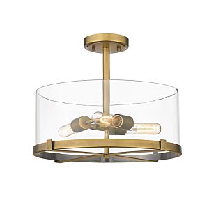 Z-Lite Callista 3-Light Semi Flush Mount Ceiling Light In Rubbed Brass
