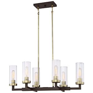 Minka Lavery Ainsley Court 6 Light 17 Inch Pendant Light in Aged Kinston Bronze with Brushed