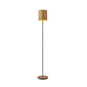 Cylindrical 1-Light Floor Lamp in Teak