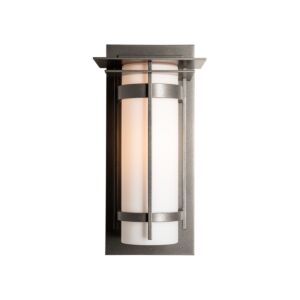 Hubbardton Forge 16 Inch Banded with Top Plate Outdoor Sconce in Natural Iron