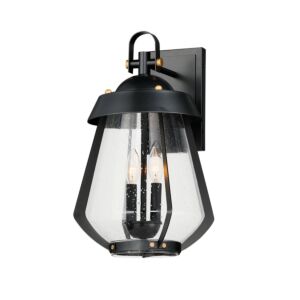 Mariner 2-Light Outdoor Wall Sconce in Black with Antique Brass