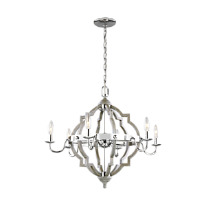 Sea Gull Socorro 6 Light Transitional Chandelier in Washed Pine