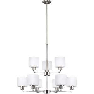 Sea Gull Canfield 9 Light Chandelier in Brushed Nickel