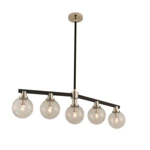 Kalco Cameo 5 Light 6 Inch Pendant Light in Matte Black Finish With Nickel Accents