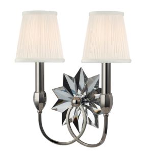 Hudson Valley Barton 2 Light 15 Inch Wall Sconce in Polished Nickel