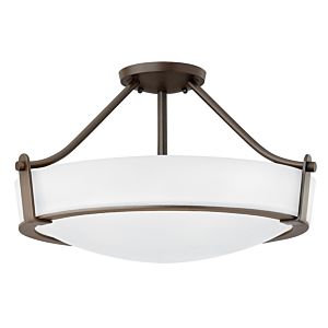 Hathaway 1-Light LED Semi-Flush Ceiling Light in Olde Bronze with Etched White Glass 