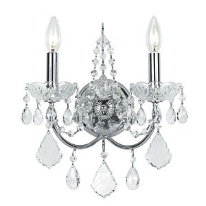 Crystorama Imperial 2 Light 14 Inch Wall Sconce in Polished Chrome with Clear Swarovski Strass Crystals
