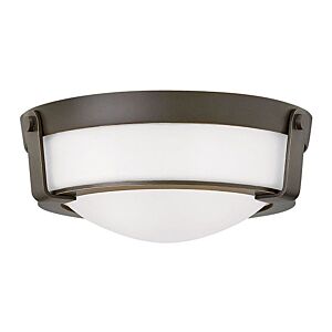 Hinkley Hathaway 2-Light Flush Mount Ceiling Light In Olde Bronze With Etched White Glass