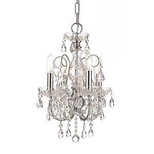 Crystorama Imperial 4 Light 18 Inch Mini Chandelier in Polished Chrome with Clear Hand Cut Crystals