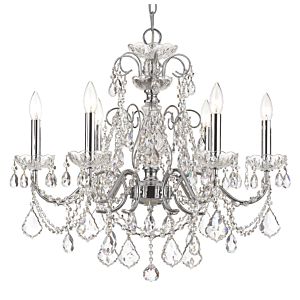 Crystorama Imperial 6 Light Crystal Chandelier in Polished Chrome
