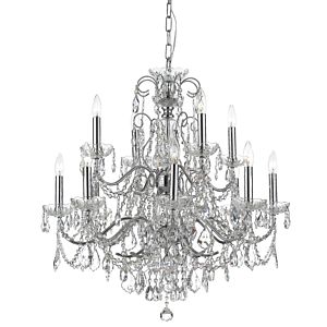 Crystorama Imperial 12 Light 31 Inch Traditional Chandelier in Polished Chrome with Clear Swarovski Strass Crystals