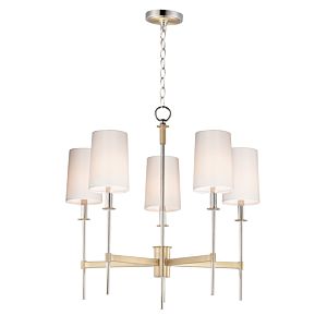 Maxim Uptown 5 Light Transitional Chandelier in Satin Brass and Polished Nickel