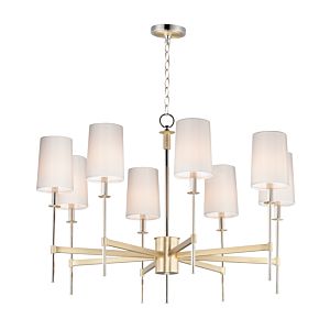  Uptown  Transitional Chandelier in Satin Brass and Polished Nickel