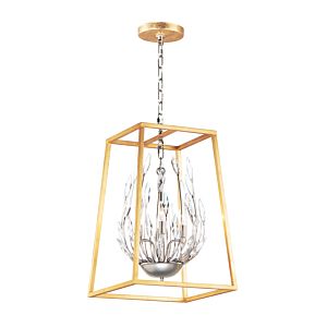 Maxim Bouquet 4 Light Pendant Light in Polished Nickel and Gold Leaf