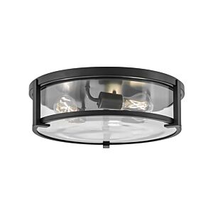 Lowell 3-Light Large Flush Mount Ceiling Light in Black with Clear glass