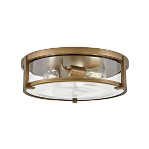 Lowell 3-Light Large Flush Mount Ceiling Light in Brushed Bronze with Clear glass