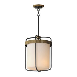Ruffles 3-Light Pendant in Black with Antique Brass