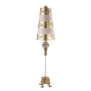 Pompadour Luxe 1-Light Buffet Lamp in Gold and silver leaf w with pompadour inspired