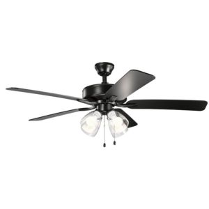 Kichler Basics Pro Premier 4 Light 52 Inch Indoor Ceiling Fan in Satin Black