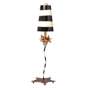 La Fleur 1-Light Buffet Lamp in Curvy black and taupe metal w with gold leaf