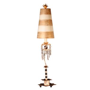 Birdland 1-Light Buffet Lamp in Black and putty striped w with gold leaf and crystal clusters