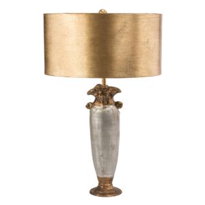 Bienville 1-Light Table Lamp in Gold and silver leaf vase