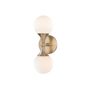 Hudson Valley Astoria 2 Light 14 Inch Wall Sconce in Aged Brass