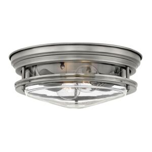 Hinkley Hadley 2-Light Flush Mount Ceiling Light In Antique Nickel With Clear Glass